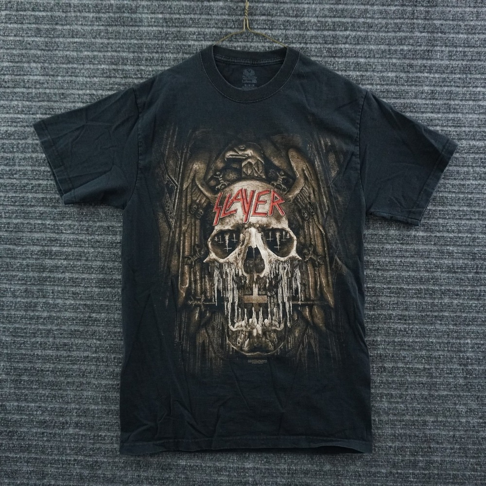 Slayer Tour 2014 Graphic T-Shirt Mens Medium Black Double Sided Skull Eagle